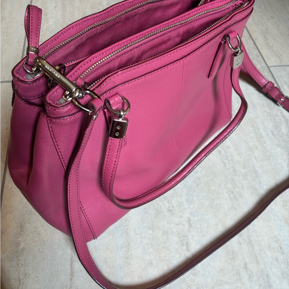 Coach Pink Crossgrain Leather Christie Satchel Bag - Picture 5 of 5